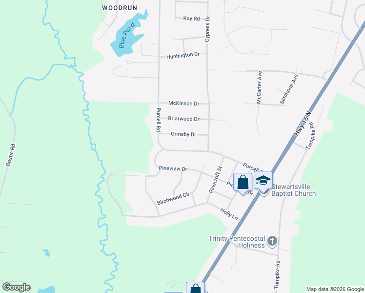 map of restaurants, bars, coffee shops, grocery stores, and more near 11621 Purcell Road in Laurinburg