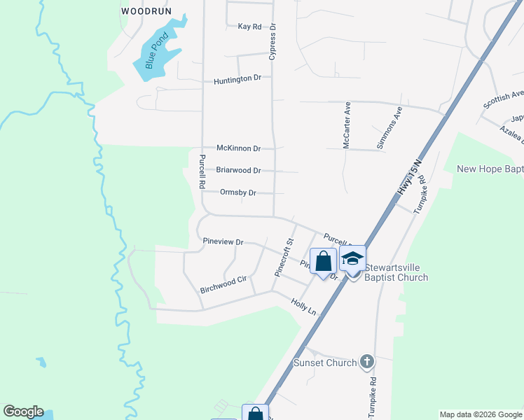 map of restaurants, bars, coffee shops, grocery stores, and more near 11581 Purcell Road in Laurinburg