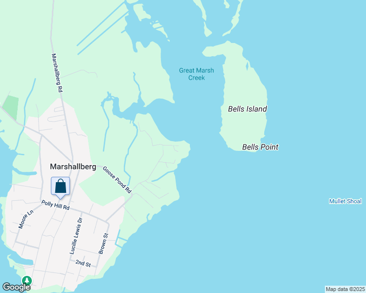 map of restaurants, bars, coffee shops, grocery stores, and more near 131 Pelican Road in Marshallberg