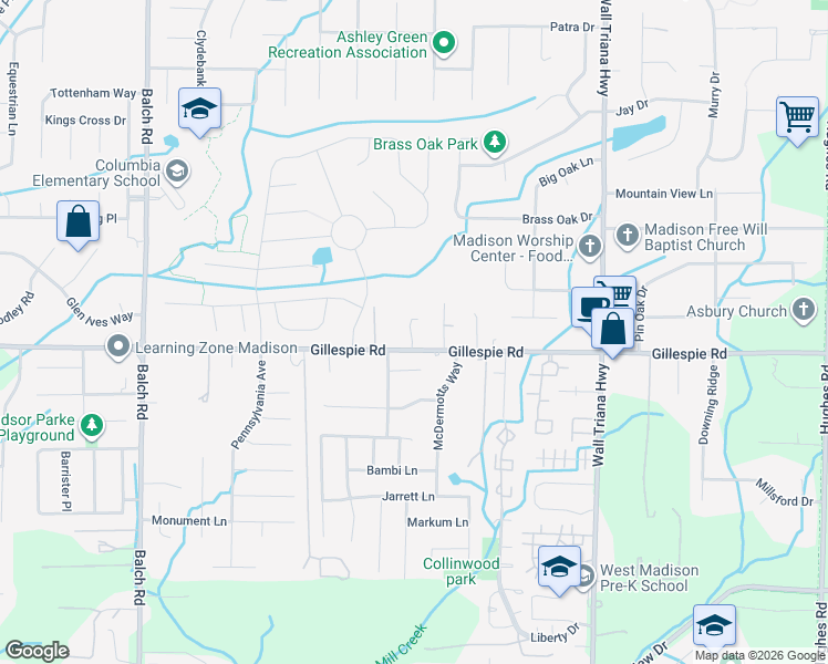 map of restaurants, bars, coffee shops, grocery stores, and more near 489 Gillespie Road in Madison