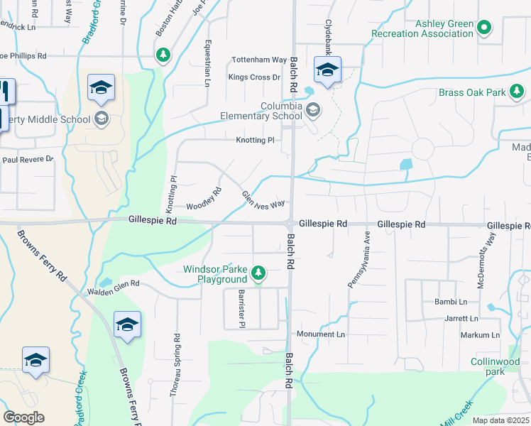 map of restaurants, bars, coffee shops, grocery stores, and more near 107 Glen Ives Way in Madison