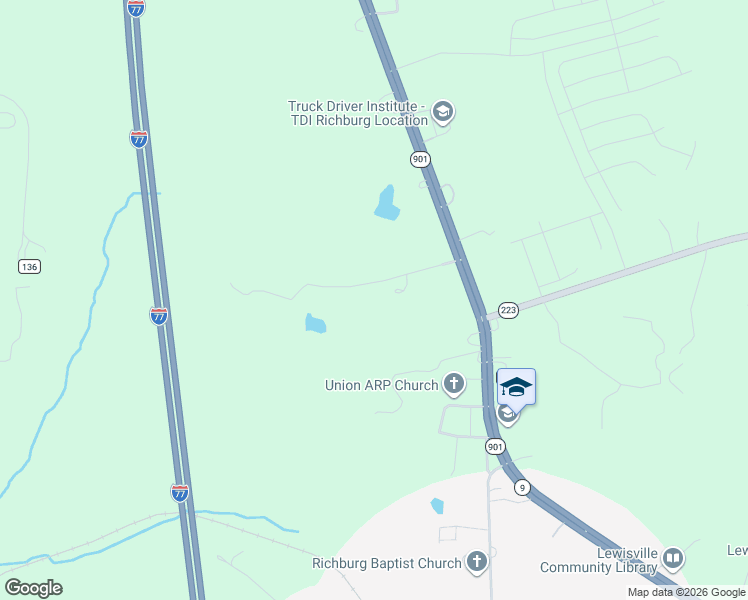 map of restaurants, bars, coffee shops, grocery stores, and more near 843 Elliott Road in Richburg
