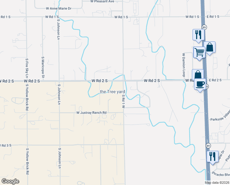 map of restaurants, bars, coffee shops, grocery stores, and more near 1120 South Road 1 West in Chino Valley
