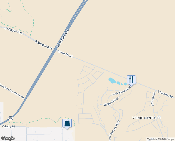 map of restaurants, bars, coffee shops, grocery stores, and more near 5012 E Catalina Ct in Cornville