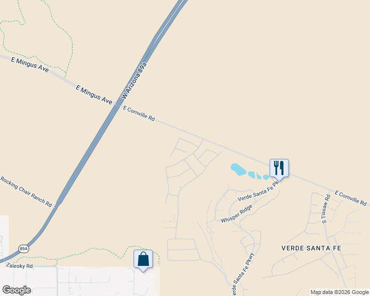 map of restaurants, bars, coffee shops, grocery stores, and more near 5000 East Catalina Court in Cornville