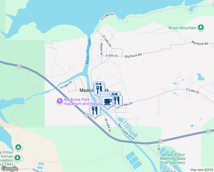 map of restaurants, bars, coffee shops, grocery stores, and more near 117 South Parkway Avenue in Medicine Park