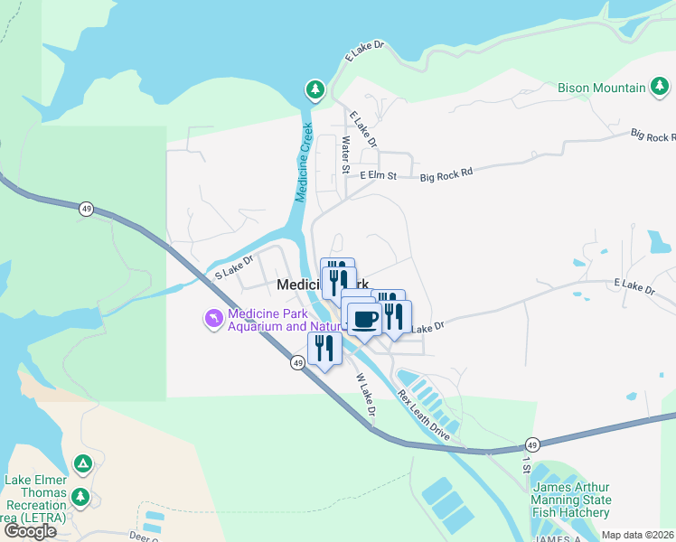 map of restaurants, bars, coffee shops, grocery stores, and more near in Medicine Park
