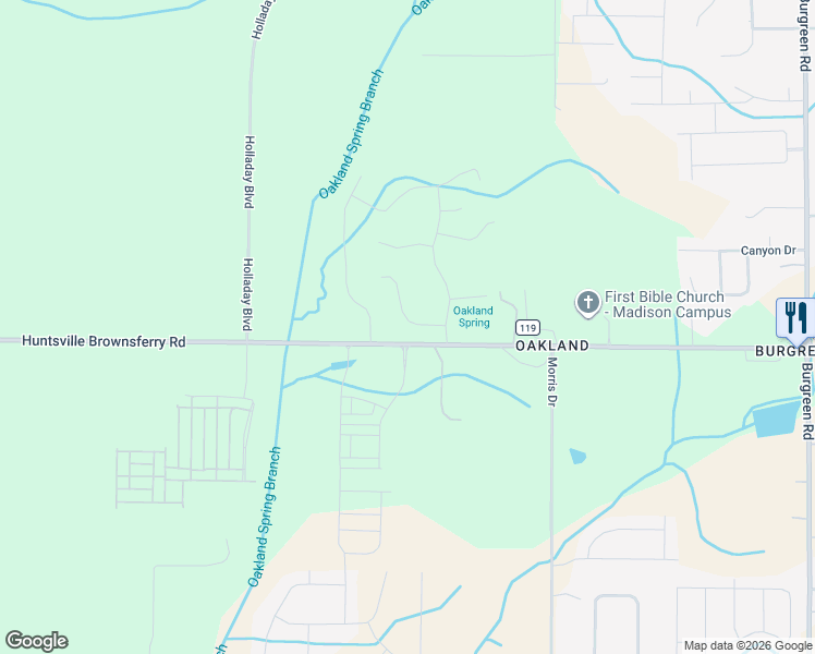 map of restaurants, bars, coffee shops, grocery stores, and more near 28659 Huntsville Brownsferry Road in Madison