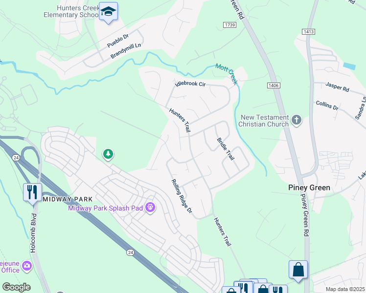 map of restaurants, bars, coffee shops, grocery stores, and more near 119 Live Oak Court in Jacksonville