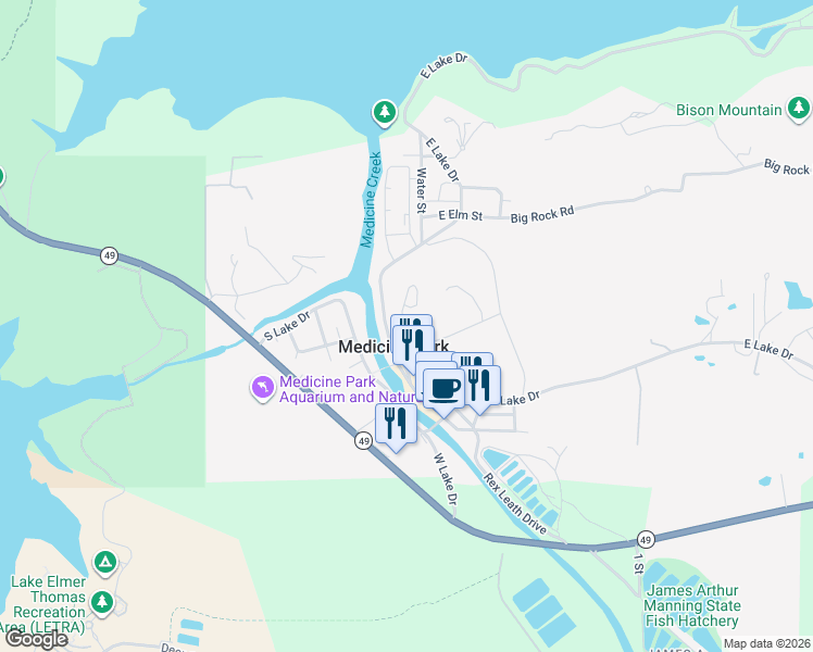 map of restaurants, bars, coffee shops, grocery stores, and more near in Medicine Park