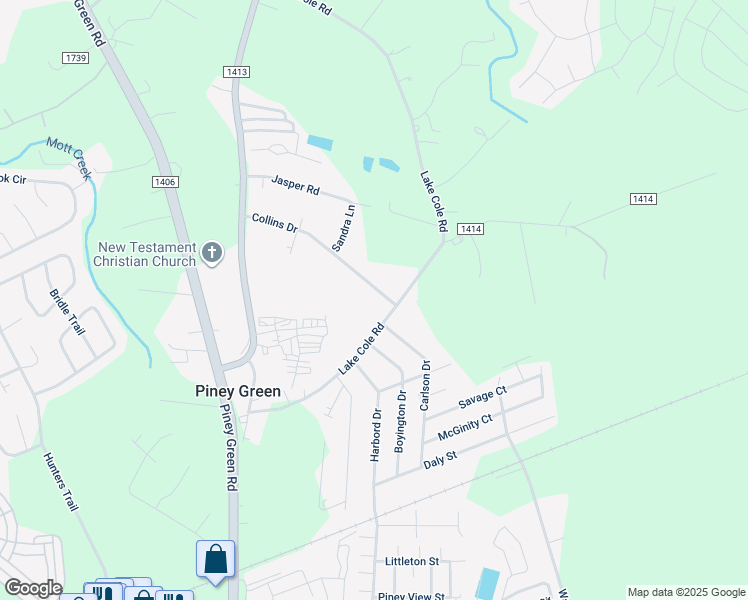 map of restaurants, bars, coffee shops, grocery stores, and more near 34 Collins Drive in Piney Green