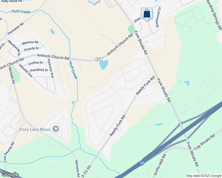 map of restaurants, bars, coffee shops, grocery stores, and more near 300 Pollyanna Drive in Greenville