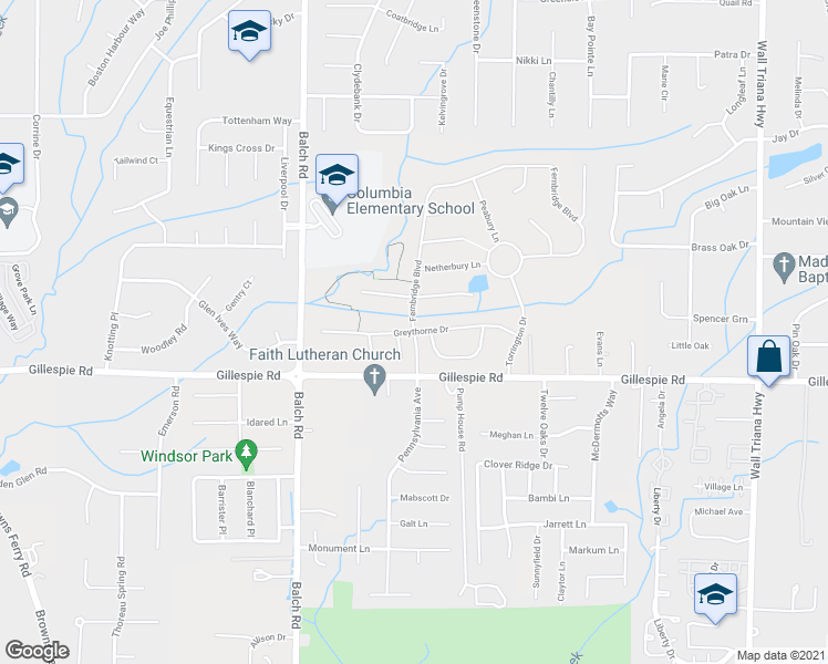 map of restaurants, bars, coffee shops, grocery stores, and more near Greythorne Drive in Madison
