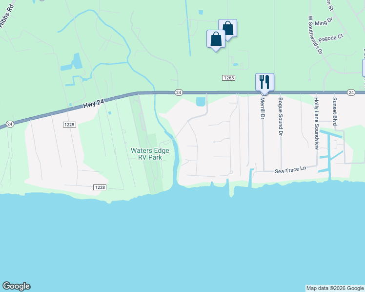 map of restaurants, bars, coffee shops, grocery stores, and more near 105 Molly Lane in Newport