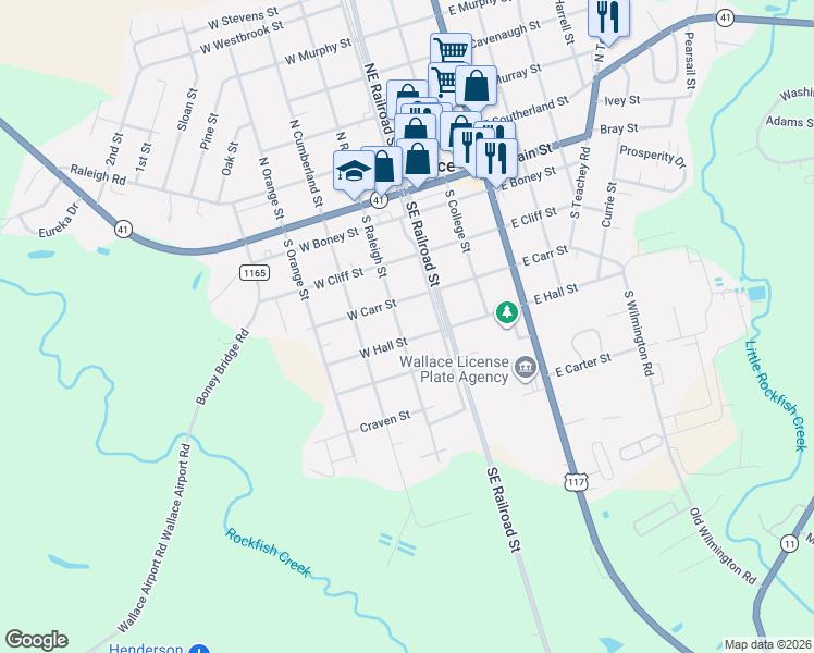 map of restaurants, bars, coffee shops, grocery stores, and more near 410 SW Railroad St in Wallace