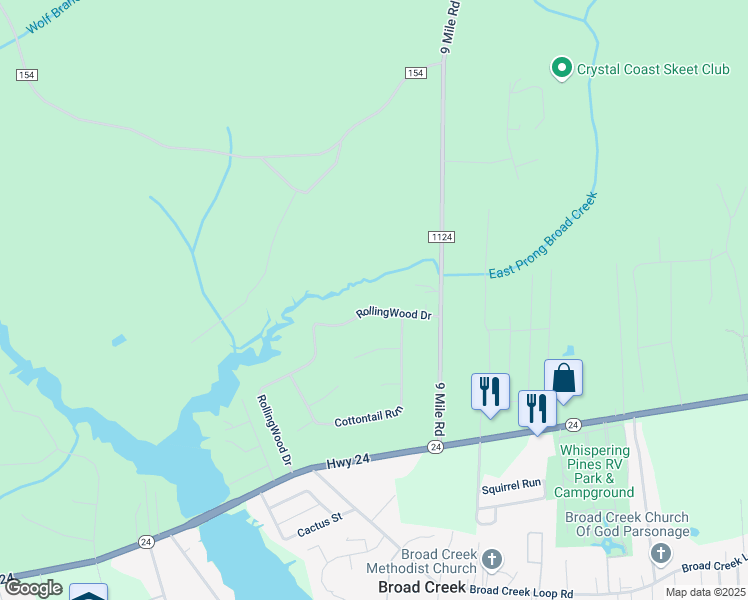 map of restaurants, bars, coffee shops, grocery stores, and more near 168 Rollingwood Drive in Newport