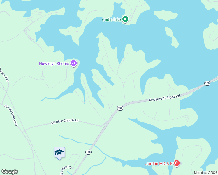 map of restaurants, bars, coffee shops, grocery stores, and more near 126 Cane Creek Harbor Road in Seneca
