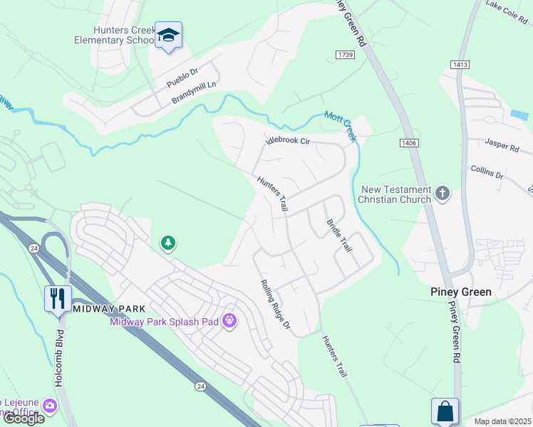 map of restaurants, bars, coffee shops, grocery stores, and more near 1008 Shadow Moss Court in Jacksonville