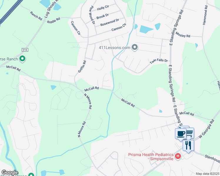 map of restaurants, bars, coffee shops, grocery stores, and more near 10 Milo Court in Simpsonville