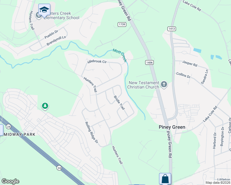 map of restaurants, bars, coffee shops, grocery stores, and more near 2220 Bridle Trail in Jacksonville
