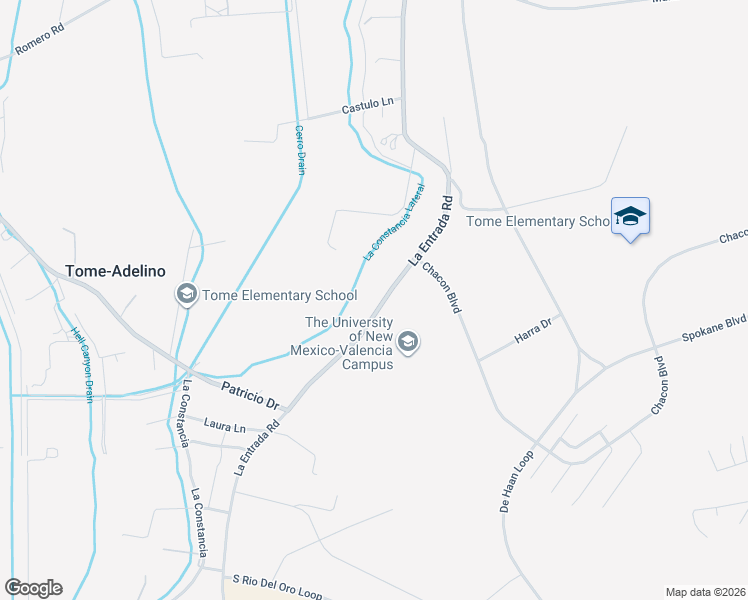 map of restaurants, bars, coffee shops, grocery stores, and more near 263-299 La Entrada Road in Los Lunas