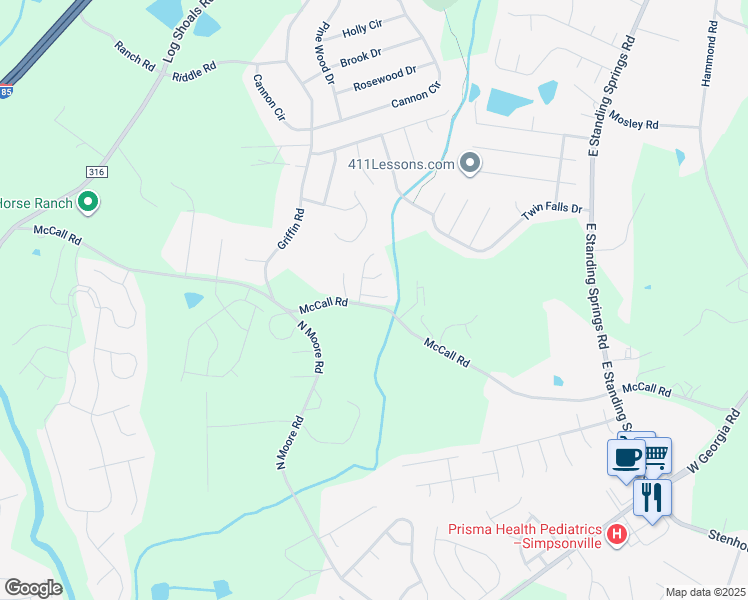 map of restaurants, bars, coffee shops, grocery stores, and more near 6 Milo Court in Simpsonville
