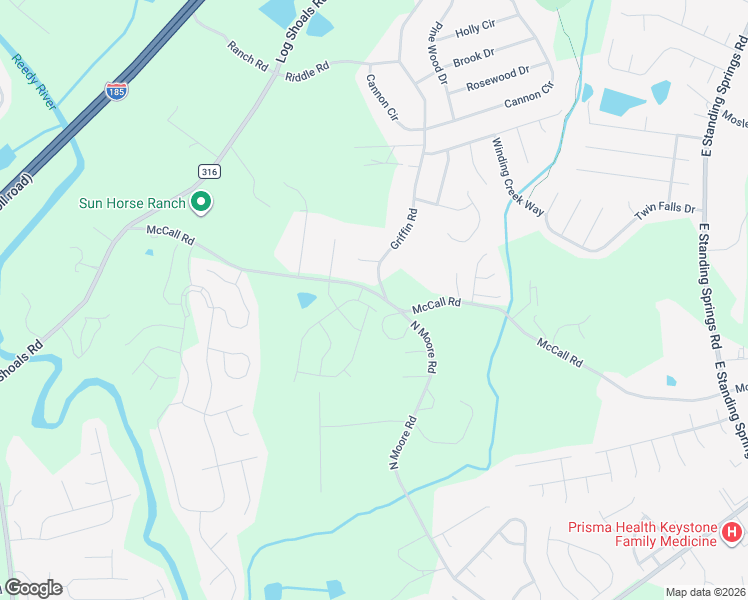 map of restaurants, bars, coffee shops, grocery stores, and more near 390 McCall Road in Greenville