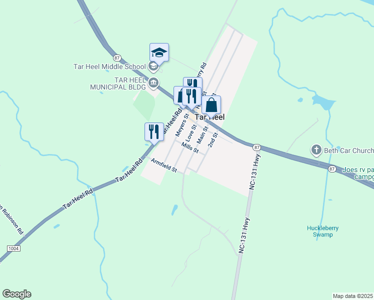 map of restaurants, bars, coffee shops, grocery stores, and more near in Bladenboro