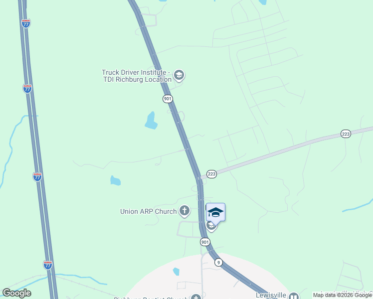 map of restaurants, bars, coffee shops, grocery stores, and more near 474 Elliott Road in Richburg