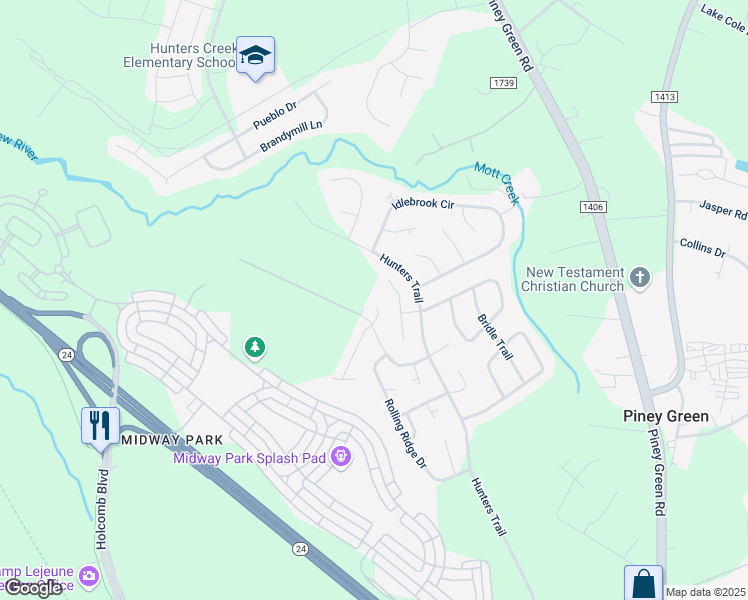 map of restaurants, bars, coffee shops, grocery stores, and more near 1010 Shadow Moss Court in Piney Green