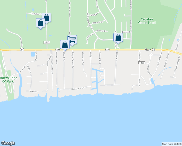 map of restaurants, bars, coffee shops, grocery stores, and more near 316 Holly Lane in Newport