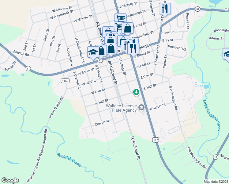 map of restaurants, bars, coffee shops, grocery stores, and more near 410 SW Railroad St in Wallace