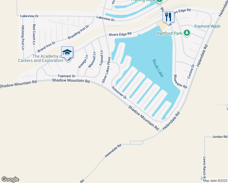 map of restaurants, bars, coffee shops, grocery stores, and more near 14387 Schooner Drive in Helendale