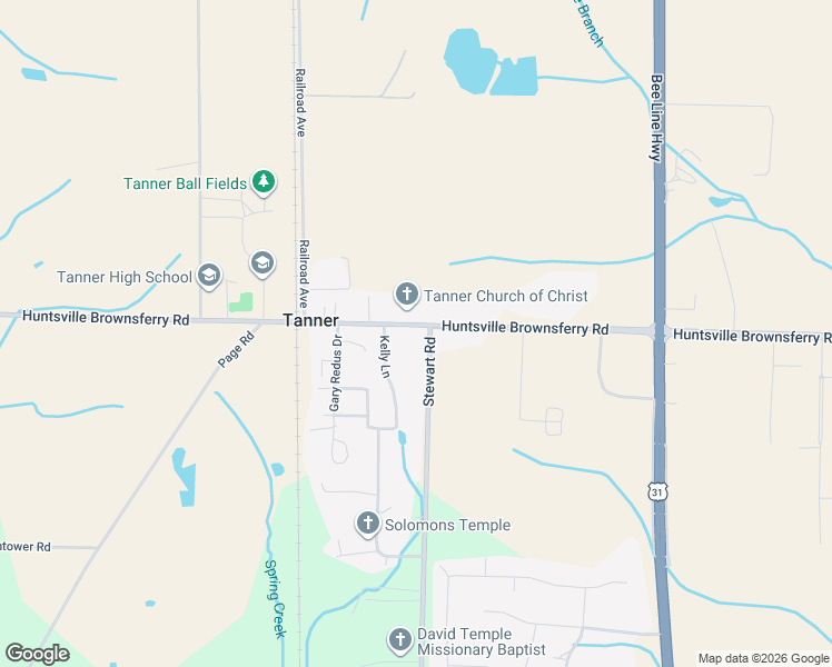 map of restaurants, bars, coffee shops, grocery stores, and more near 19930 Huntsville Brownsferry Road in Tanner