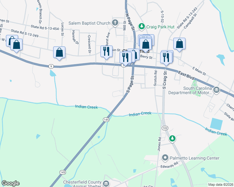 map of restaurants, bars, coffee shops, grocery stores, and more near 212 Martin Luther King Avenue in Chesterfield