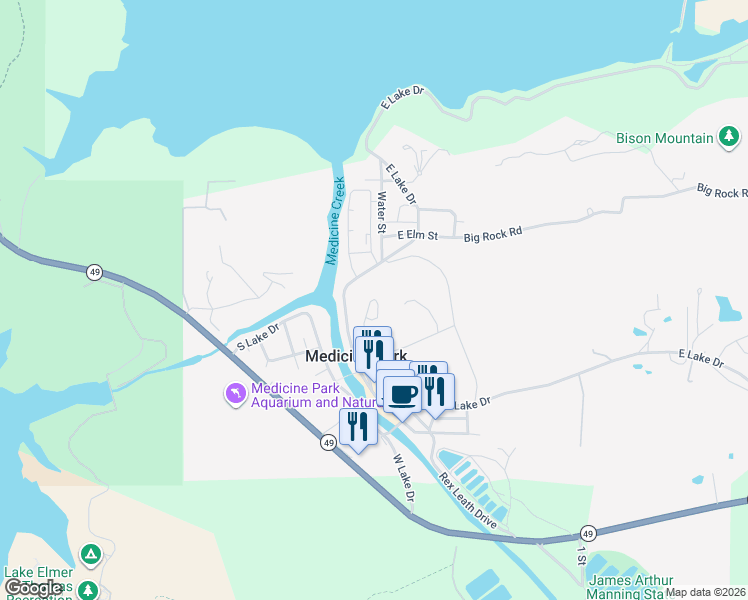 map of restaurants, bars, coffee shops, grocery stores, and more near 111 Observation Road in Medicine Park