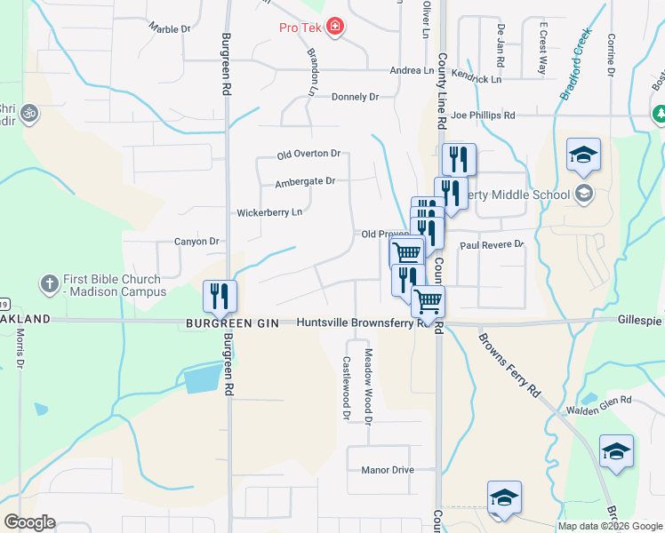 map of restaurants, bars, coffee shops, grocery stores, and more near 278 Old Overton Drive in Madison