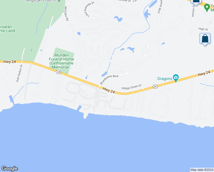 map of restaurants, bars, coffee shops, grocery stores, and more near 478 Village Green Drive in Morehead City