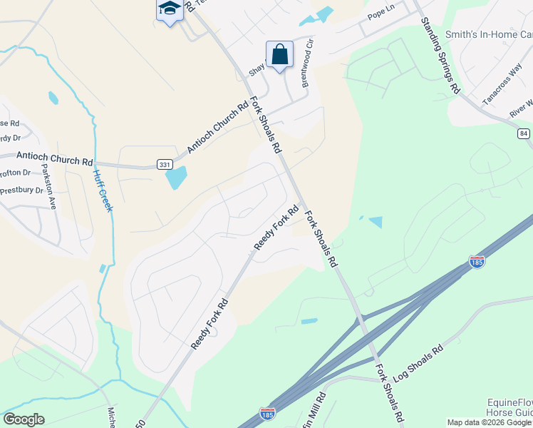 map of restaurants, bars, coffee shops, grocery stores, and more near 530 Whittier Street in Greenville