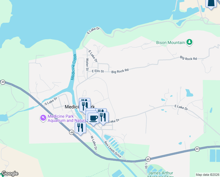 map of restaurants, bars, coffee shops, grocery stores, and more near 123 Merry Circle Drive in Medicine Park