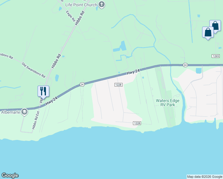 map of restaurants, bars, coffee shops, grocery stores, and more near 100-106 Water Oak Drive in Newport