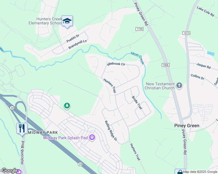 map of restaurants, bars, coffee shops, grocery stores, and more near 218 Live Oak Court in Piney Green