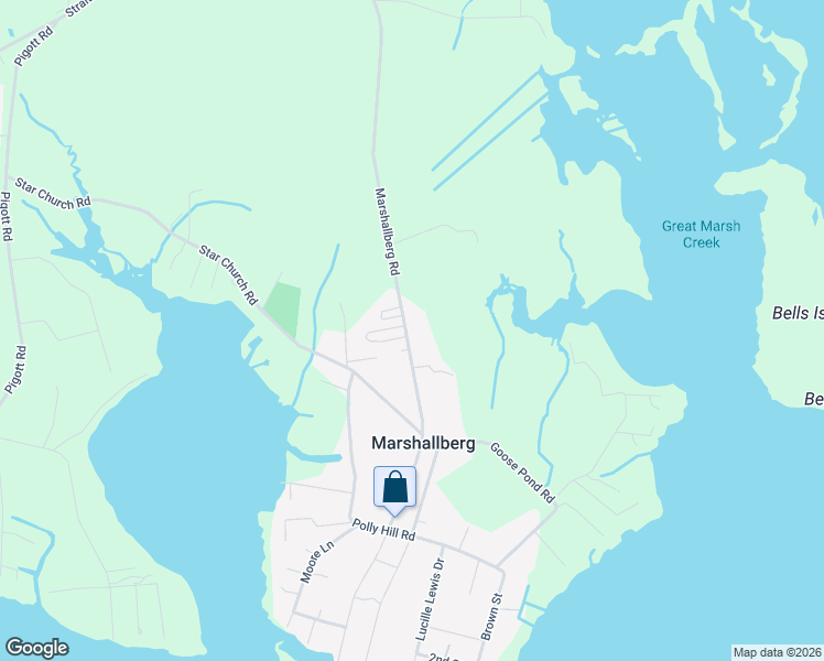 map of restaurants, bars, coffee shops, grocery stores, and more near 1000-1050 Marshallberg Road in Marshallberg