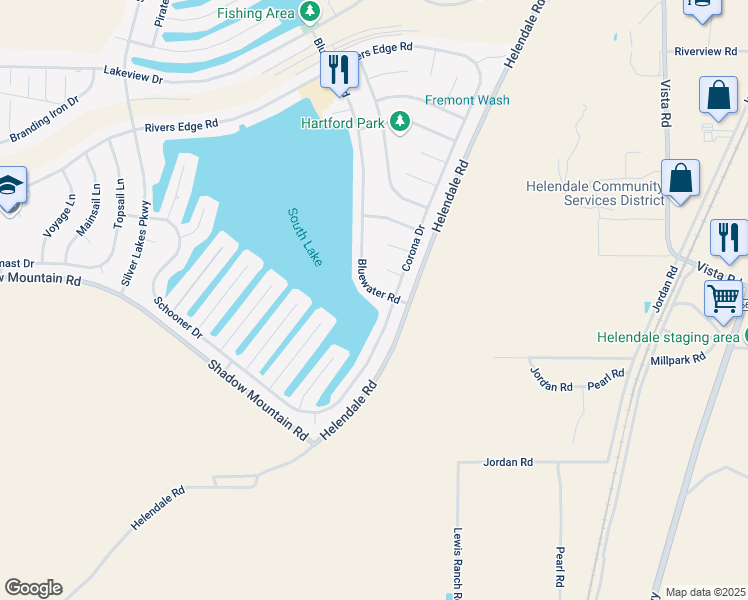 map of restaurants, bars, coffee shops, grocery stores, and more near 26410 Blue Water Road in Helendale