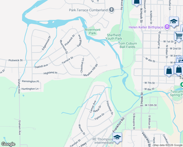 map of restaurants, bars, coffee shops, grocery stores, and more near Meadow Hill Court in Sheffield