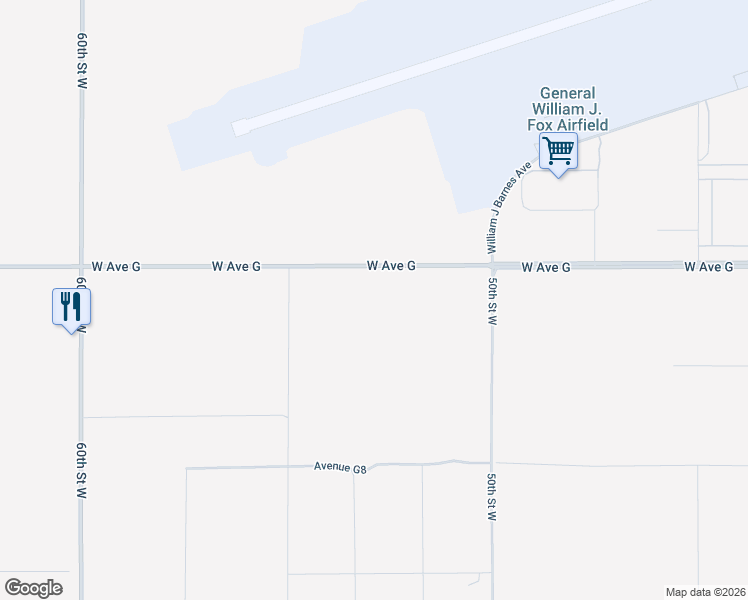 map of restaurants, bars, coffee shops, grocery stores, and more near West Avenue G in Lancaster