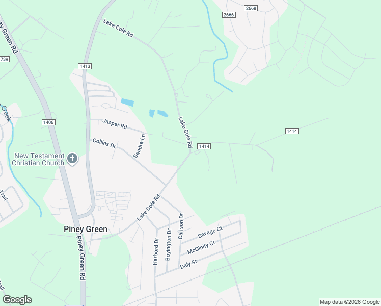 map of restaurants, bars, coffee shops, grocery stores, and more near 1101 Wood Road in Piney Green