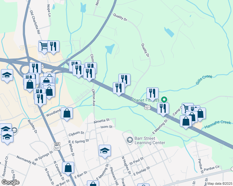 map of restaurants, bars, coffee shops, grocery stores, and more near in Lancaster