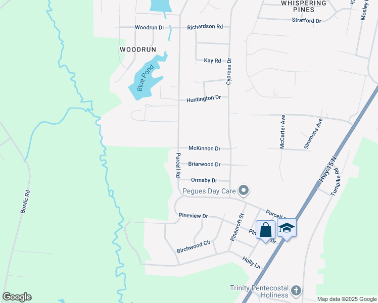 map of restaurants, bars, coffee shops, grocery stores, and more near 12380 McKinnon Drive in Laurinburg