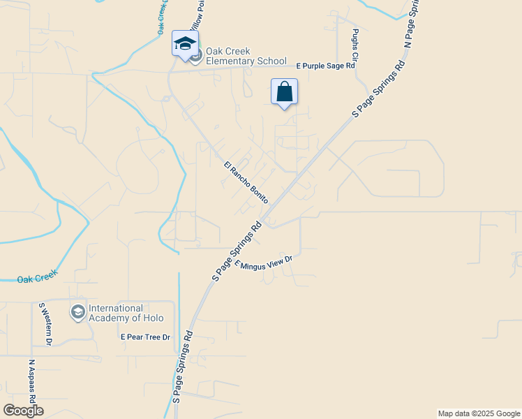 map of restaurants, bars, coffee shops, grocery stores, and more near 390-498 South El Rancho Benito Road in Cornville